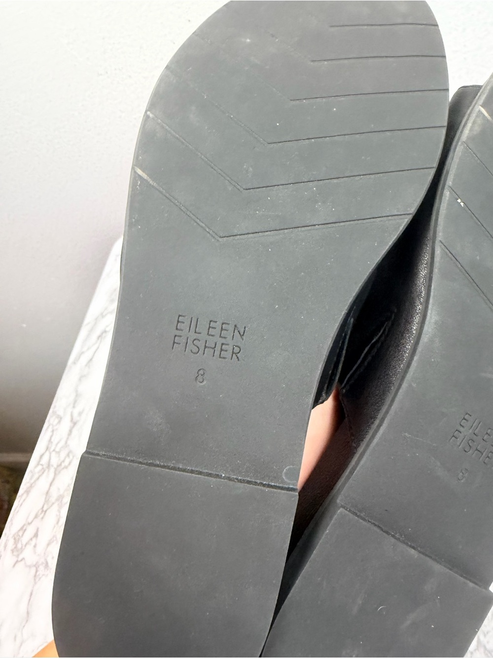 Eileen fisher black Mask Tumbled Leather Slide Sandal size 8 - Picture 7 of 7